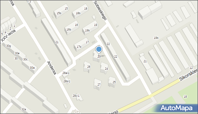 Bielawa, Andersa Władysława, gen., 23, mapa Bielawa