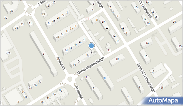 Bielawa, Andersa Władysława, gen., 5, mapa Bielawa