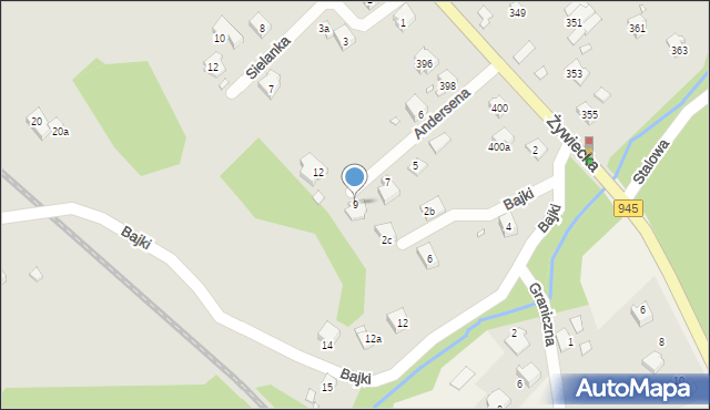 Bielsko-Biała, Andersena Jana Christiana, 9, mapa Bielsko-Białej