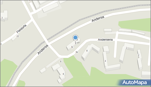 Bydgoszcz, Andersena Jana Christiana, 3a, mapa Bydgoszczy