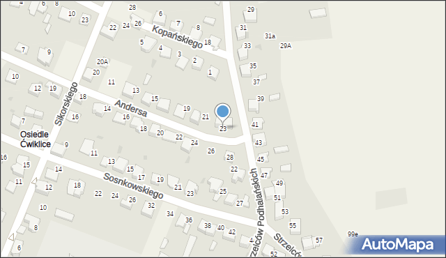 Ćwiklice, Andersa Władysława, gen., 23, mapa Ćwiklice