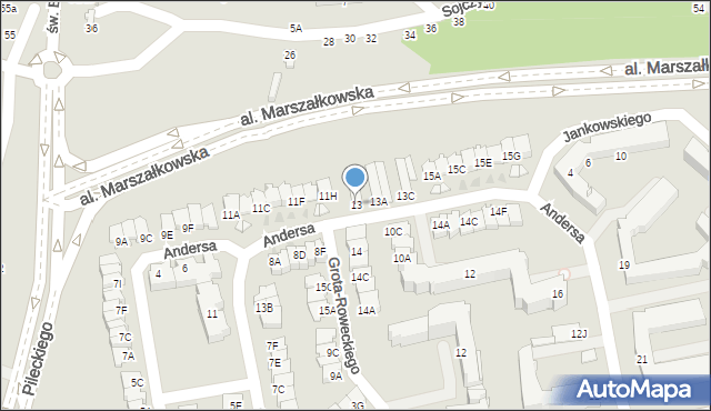 Częstochowa, Andersa Władysława, gen., 13, mapa Częstochowy