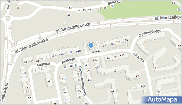 Częstochowa, Andersa Władysława, gen., 13A, mapa Częstochowy