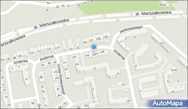 Częstochowa, Andersa Władysława, gen., 14C, mapa Częstochowy