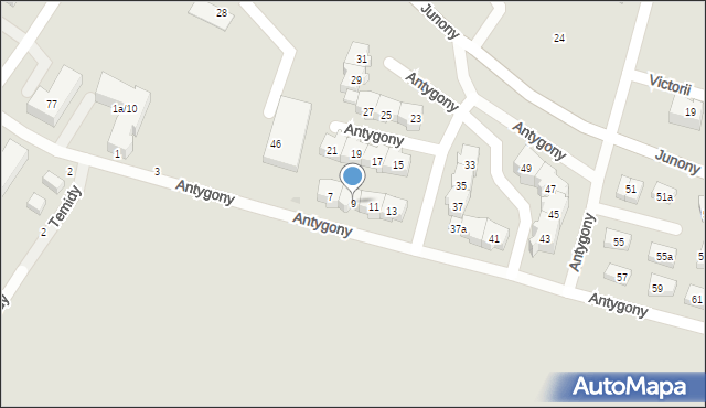 Gdańsk, Antygony, 9, mapa Gdańska