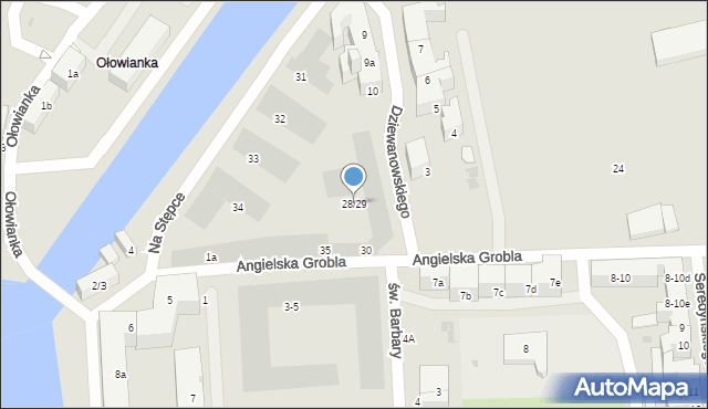 Gdańsk, Angielska Grobla, 28/29, mapa Gdańska