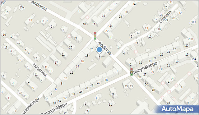 Gliwice, Andersa Władysława, gen., 3, mapa Gliwic