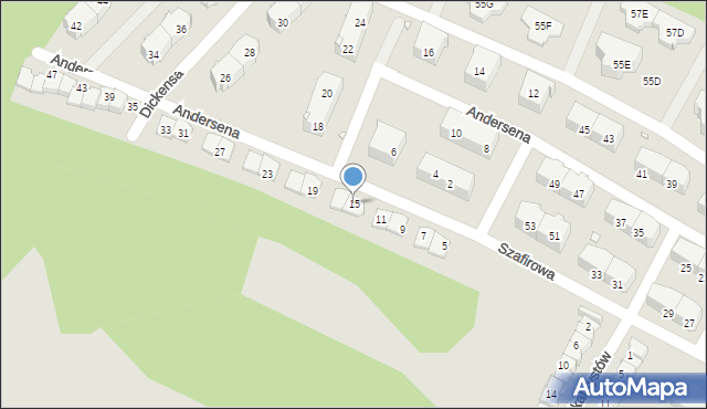 Gliwice, Andersena Hansa Christiana, 15, mapa Gliwic