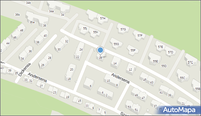 Gliwice, Andersena Hansa Christiana, 16, mapa Gliwic