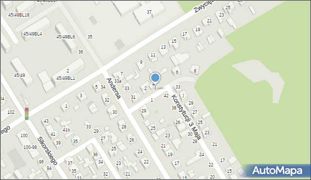 Głowno, Andersa Władysława, gen., 18a, mapa Głowno