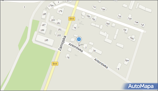 Hrubieszów, Antonówka, 1a, mapa Hrubieszów