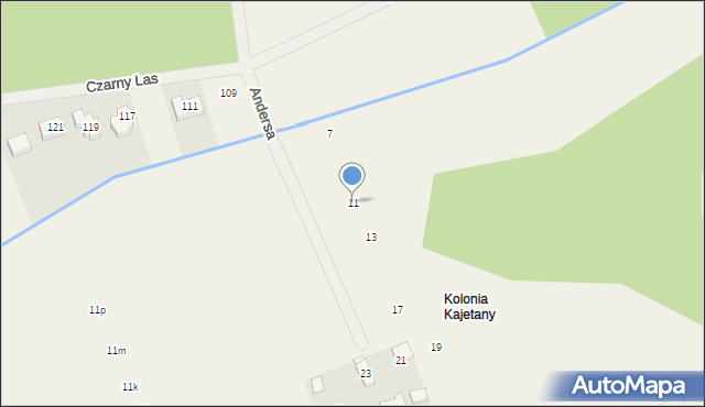 Kajetany, Andersa Józefa, 11, mapa Kajetany