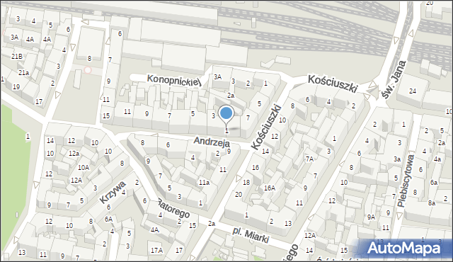 Katowice, Andrzeja, 1, mapa Katowic