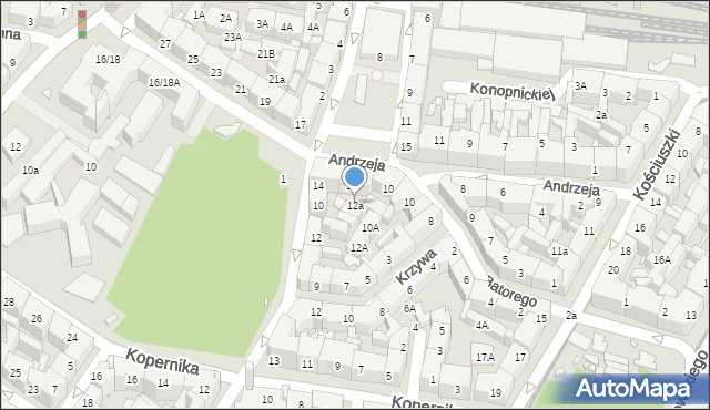 Katowice, Andrzeja, 12a, mapa Katowic