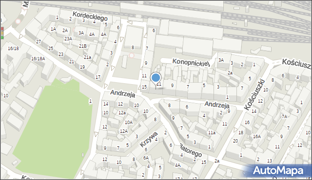 Katowice, Andrzeja, 13, mapa Katowic