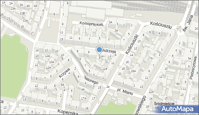 Katowice, Andrzeja, 4, mapa Katowic
