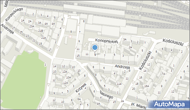 Katowice, Andrzeja, 9, mapa Katowic