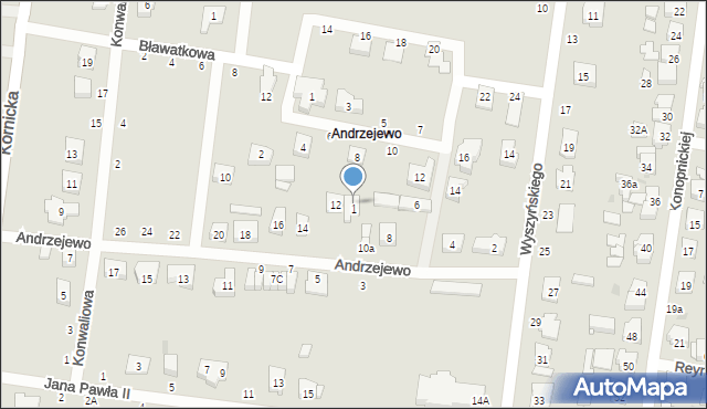 Kostrzyn, Andrzejewo, 10, mapa Kostrzyn