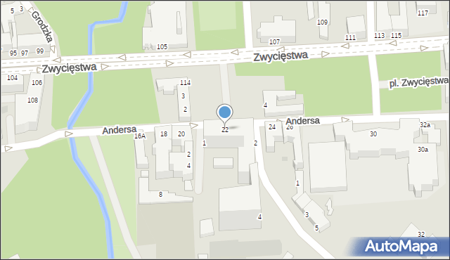 Koszalin, Andersa Władysława, gen., 22, mapa Koszalina