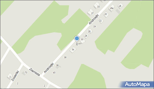 Łódź, Andrzejki, 32, mapa Łodzi