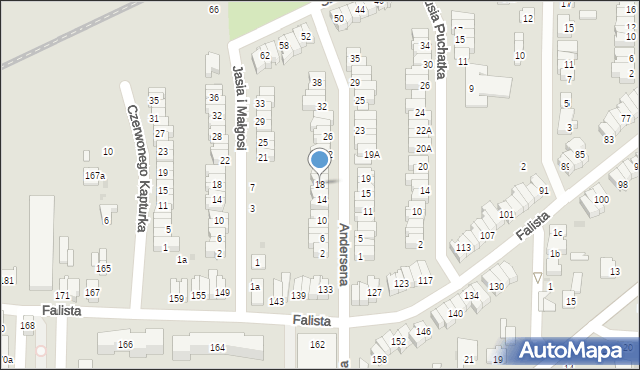 Łódź, Andersena Jana Christiana, 18, mapa Łodzi