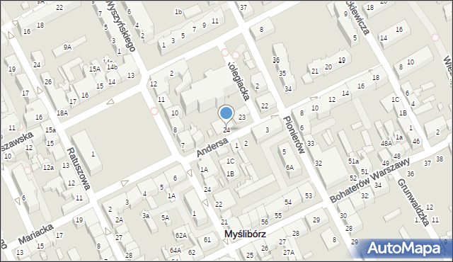 Myślibórz, Andersa Władysława, gen., 24, mapa Myślibórz