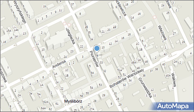 Myślibórz, Andersa Władysława, gen., 6, mapa Myślibórz