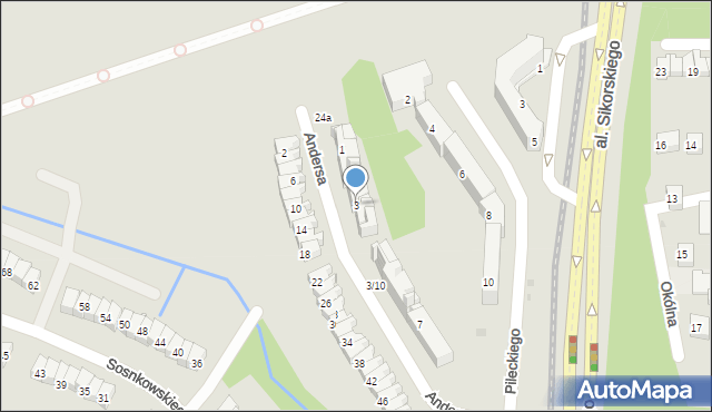 Olsztyn, Andersa Władysława, gen., 3, mapa Olsztyna