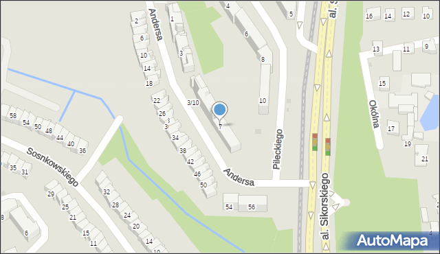 Olsztyn, Andersa Władysława, gen., 7, mapa Olsztyna