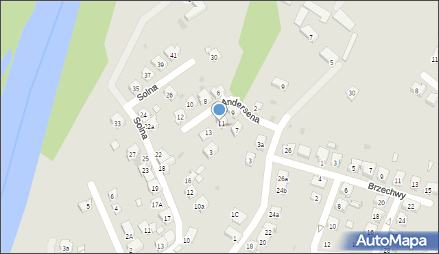 Oświęcim, Andersena Hansa Christiana, 11a, mapa Oświęcimia