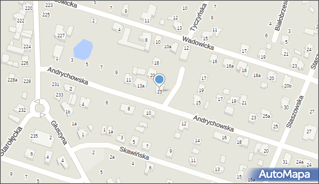 Poznań, Andrychowska, 13, mapa Poznania