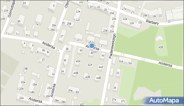 Rybnik, Andersa Władysława, gen., 42, mapa Rybnika