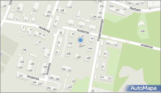 Rybnik, Andersa Władysława, gen., 42A, mapa Rybnika