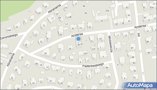 Sopot, Andersa Władysława, gen., 23, mapa Sopotu