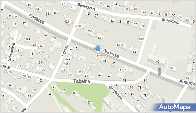 Sosnowiec, Andersa Władysława, gen., 61, mapa Sosnowca