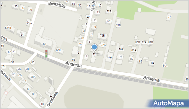 Sosnowiec, Andersa Władysława, gen., 72, mapa Sosnowca