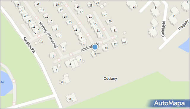 Szczecin, Andromedy, 8, mapa Szczecina