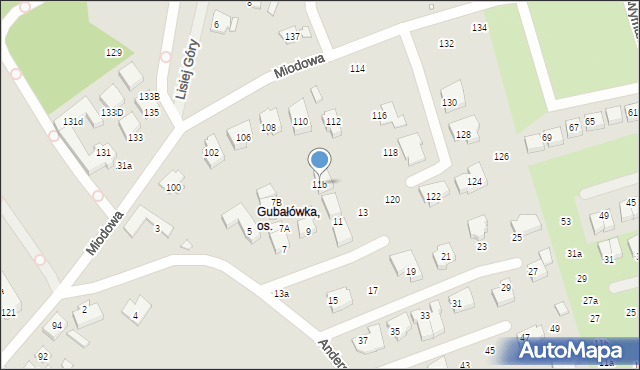 Szczecin, Andersena Hansa Christiana, 11b, mapa Szczecina