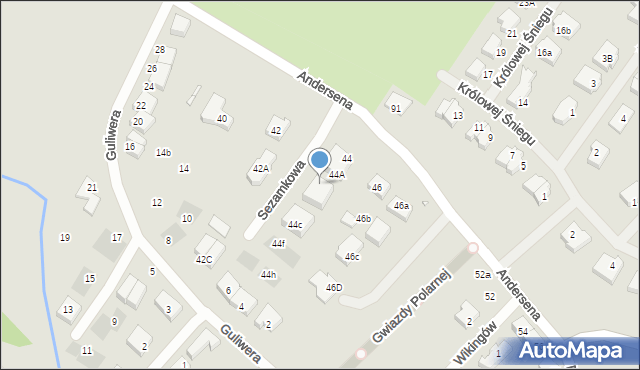 Szczecin, Andersena Hansa Christiana, 44b, mapa Szczecina