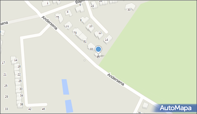 Szczecin, Andersena Hansa Christiana, 85, mapa Szczecina