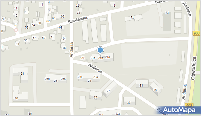 Tarnowskie Góry, Andersa Władysława, gen., 21b, mapa Tarnowskie Góry