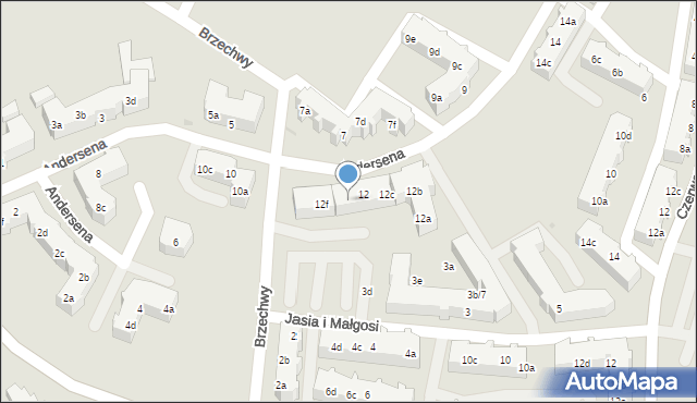 Tczew, Andersena Jana Christiana, 12e, mapa Tczew