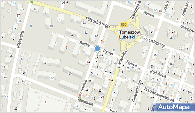 Tomaszów Lubelski, Andersa Władysława, gen., 1, mapa Tomaszów Lubelski