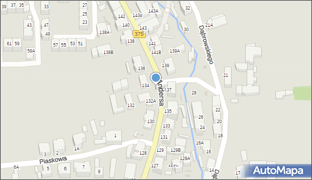 Wałbrzych, Andersa Władysława, gen., 132o, mapa Wałbrzycha