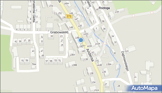 Wałbrzych, Andersa Władysława, gen., 142, mapa Wałbrzycha