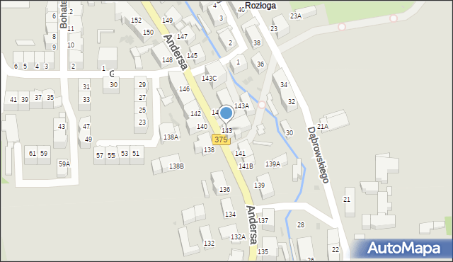 Wałbrzych, Andersa Władysława, gen., 143, mapa Wałbrzycha