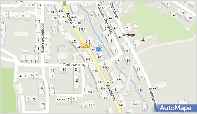 Wałbrzych, Andersa Władysława, gen., 145, mapa Wałbrzycha