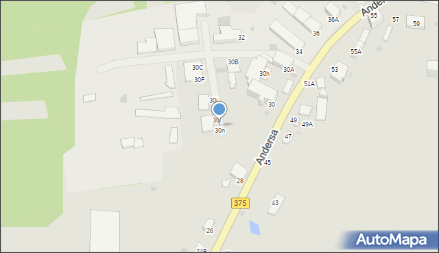 Wałbrzych, Andersa Władysława, gen., 30m, mapa Wałbrzycha