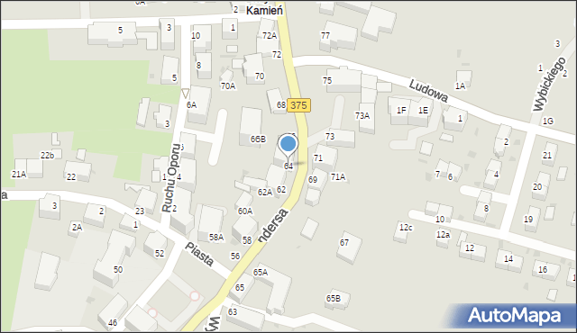 Wałbrzych, Andersa Władysława, gen., 64, mapa Wałbrzycha