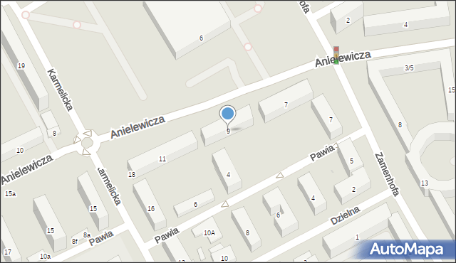 Warszawa, Anielewicza Mordechaja, 9, mapa Warszawy